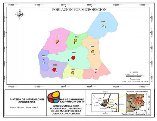 Población por Microregión, Camotán, Chiquimula, Guatemala
