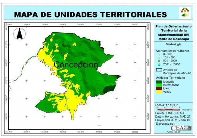 Unidades Territoriales, Municipio de Concepción, Ocotepeque, Honduras