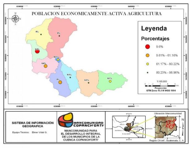 Población Económicamente Activa por Agricultura, Jocotán, Chiquimula, Guatemala