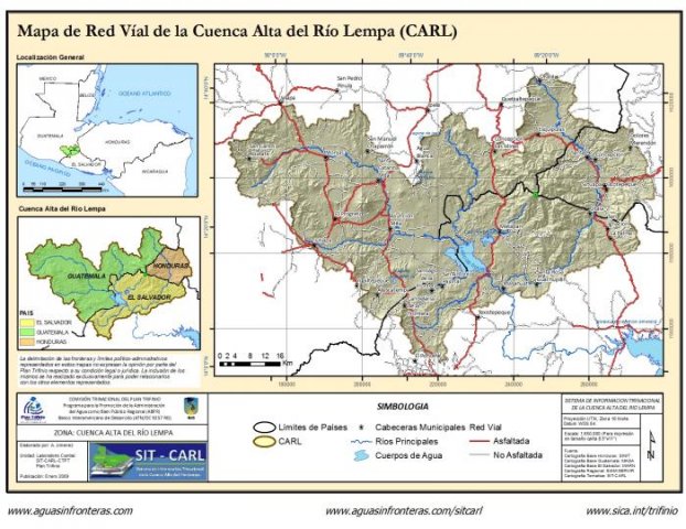 Mapa de Red Víal de la Cuenca Alta del Río Lempa