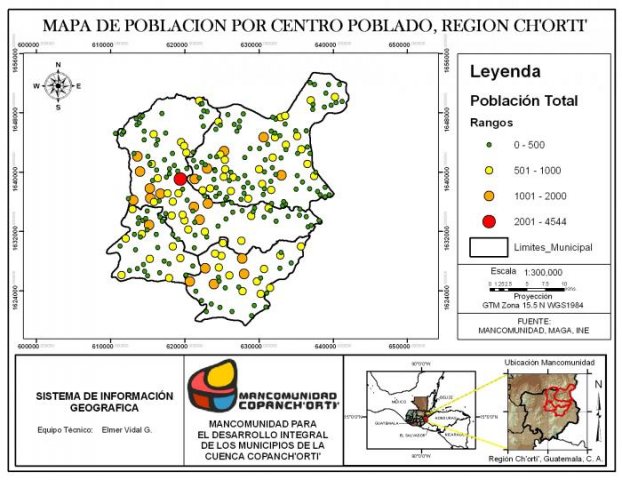 Mapa de Población Región Ch'ortí', Guatemala